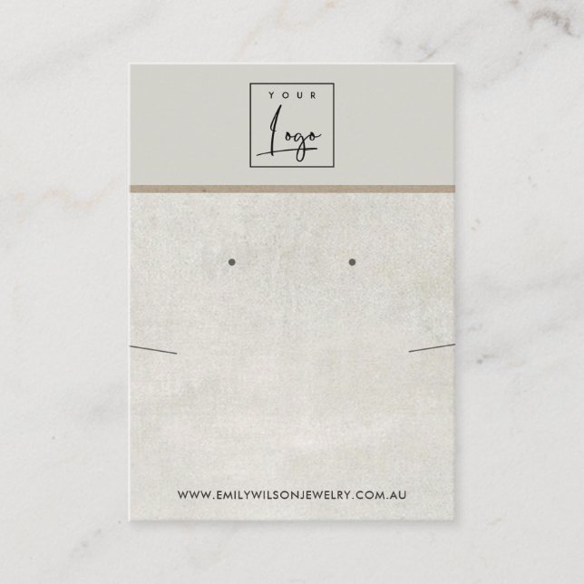 OFF WHITE GREY CONCRETE NECKLACE EARRING DISPLAY BUSINESS CARD (Front)