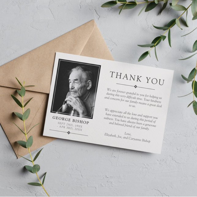 Off-White Grey Minimalist Photo Sympathy Thank You (Creator Uploaded)