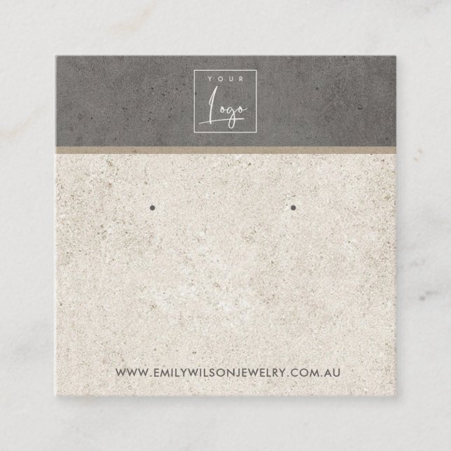 OFF WHITE GREY STUCCO STUD EARRING DISPLAY CARD (Front)