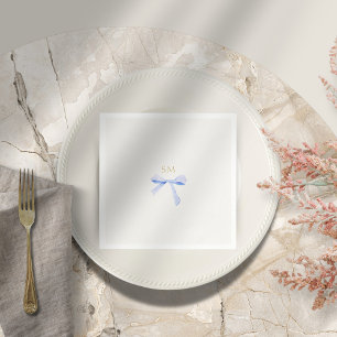 Off White Initials   Ribbon Wedding  Napkin