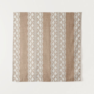 Off-White Lace: Burlap Texture Tapestry