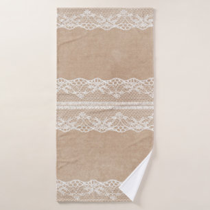 Off-White Lace on Vintage Paper Texture with subtl Bath Towel
