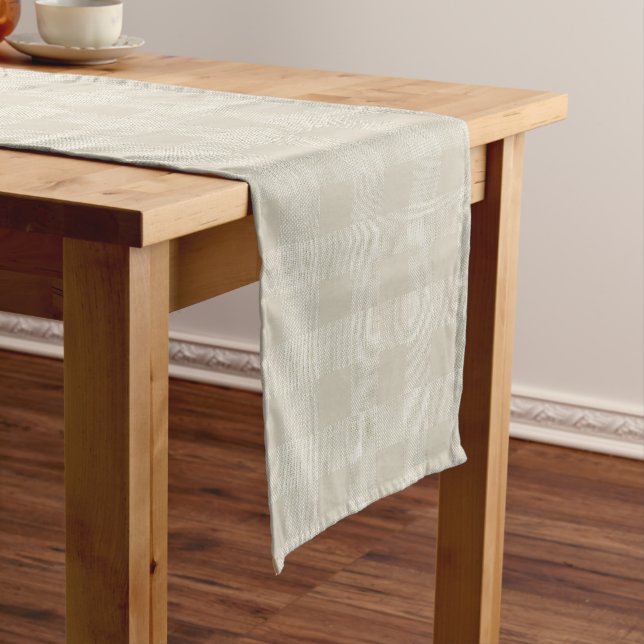Off White Large Check Farmhouse Style  Long Table Runner (In Situ)