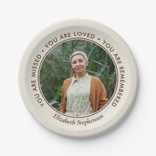 Off-White Missed Loved Remembered Photo Memorial Paper Plate