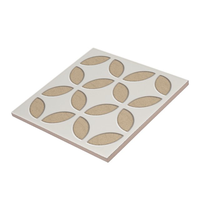 Off-White Ocean Beach Sand Tan Brown Mosaic Art Tile (Side)