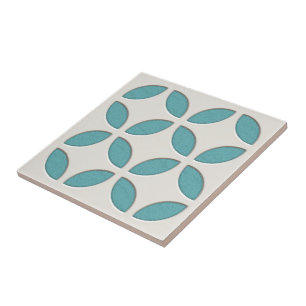 Off-White Ocean Turquoise Blue Mosaic Art Tile