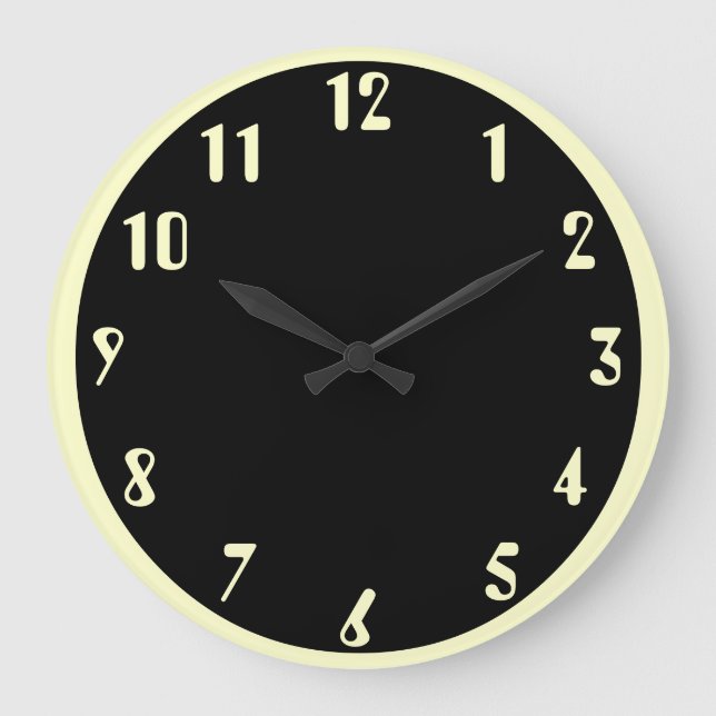 Off White on Black Large Clock (Front)