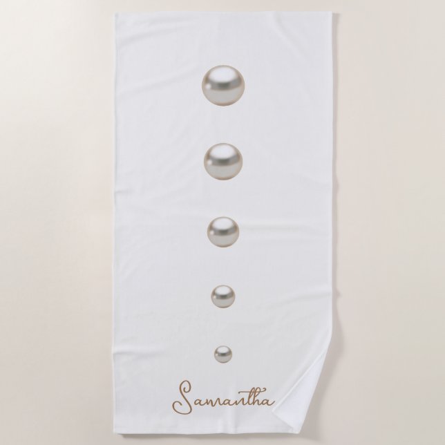 off white Pearls Beach Towel (Front)