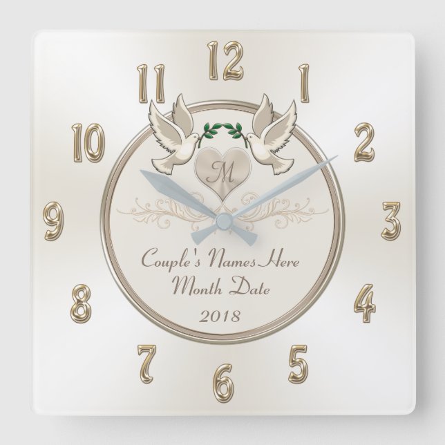 Off White Personalised Wedding Gifts Wedding Clock (Front)