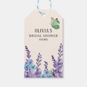Off white purple Floral Butterfly Bridal Shower Gift Tags