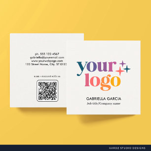 Off White QR Code Logo Square Business Card