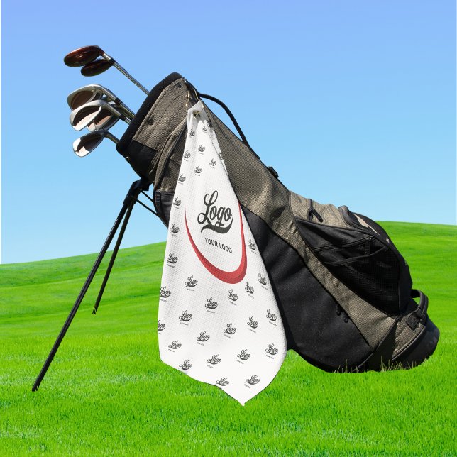 Off white Red Modern Company Logo Business Club Go Golf Towel (Creator Uploaded)
