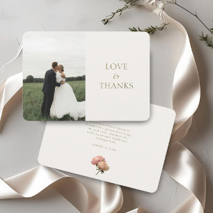 Off-White Rose Wedding Thank You Card
