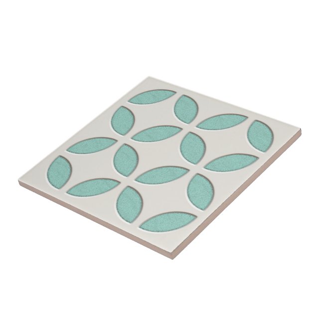 Off-White Seaglass Turquoise Green Mosaic Art Tile (Side)