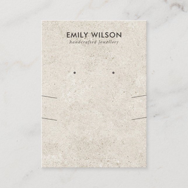 OFF WHITE STUCCO LONG NECKLACE EARRING DISPLAY BUSINESS CARD (Front)