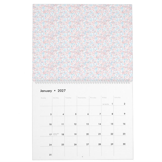 Off-white textured background with subtle, fine, l calendar (Jan 2027)
