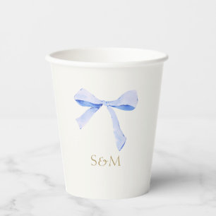 Off White Trendy Blue Ribbon Wedding Paper cup