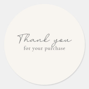 off-white, warm white Thank you for your purchase Classic Round Sticker
