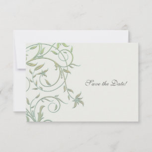 Off White with Green Vines Wedding Save the Date