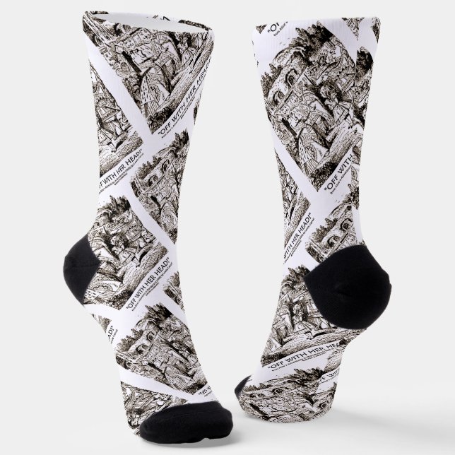 Off With Her Head Wonderland Alice Queen Quote Socks (Angled)