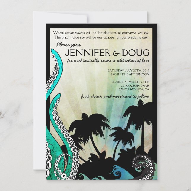 Offbeat Island Destination Wedding Invitation (Front)