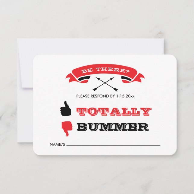 Offbeat Wedding RSVP - Black and Red (Front)