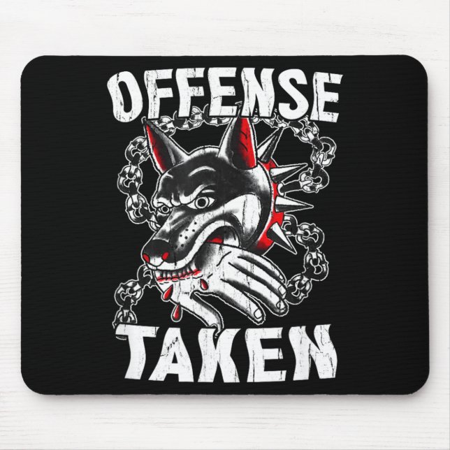 Offence Taken Meme Funny Dog Funny Halloween Mouse Pad (Front)