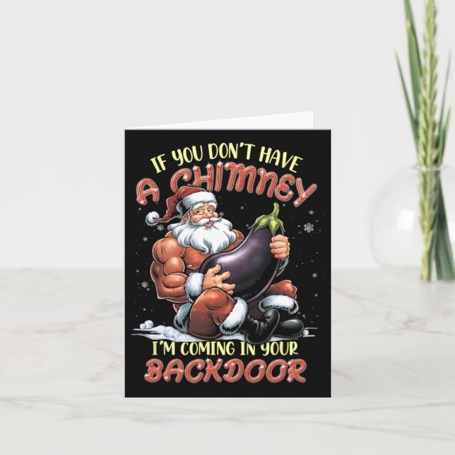 Offensive Christmas Adult Ual Innuendo Santa Rude  Card (Front)