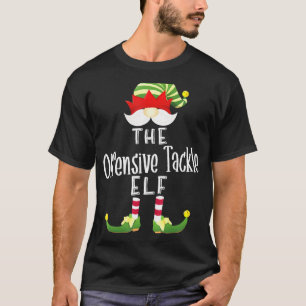 Offensive Tackle Elf Group Christmas Pajama Party T-Shirt