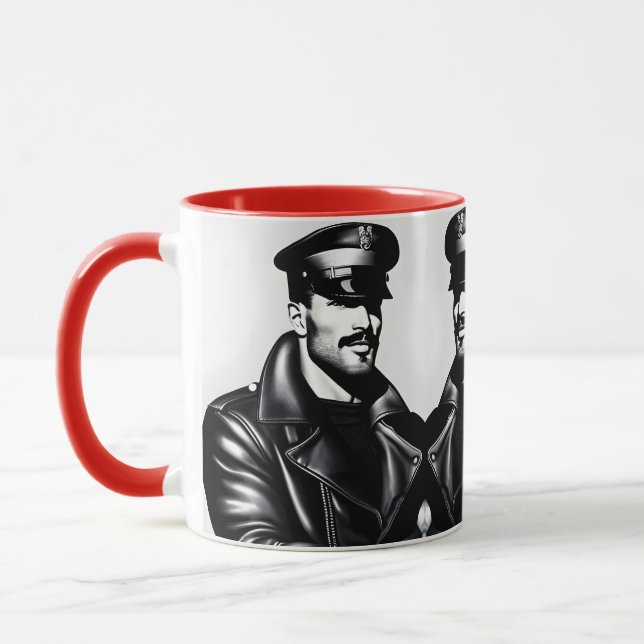 Offical Iconic LGBTQ Gay Leather Daddy Biker Art  Mug (Left)