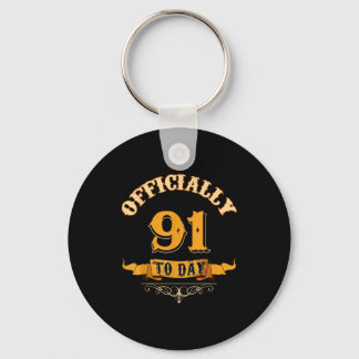 Offically 91 Years Old Today 91st Birthday Gift  Key Ring