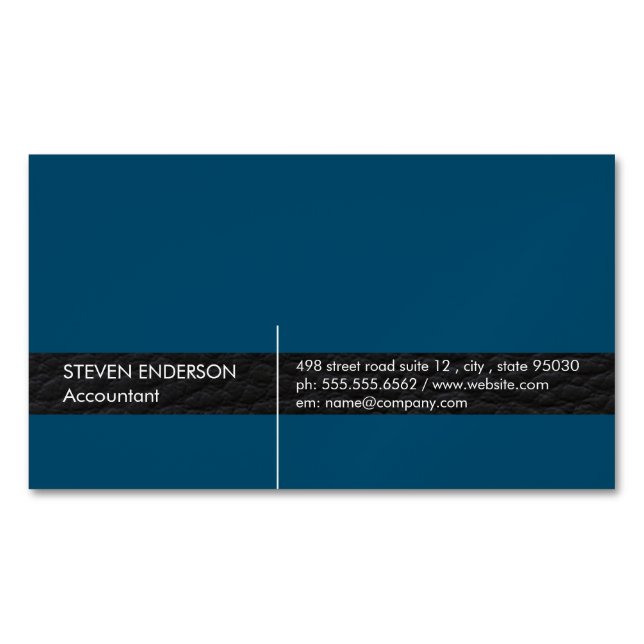 Office Accountant / Leather Trim Magnetic Business Card (Front)