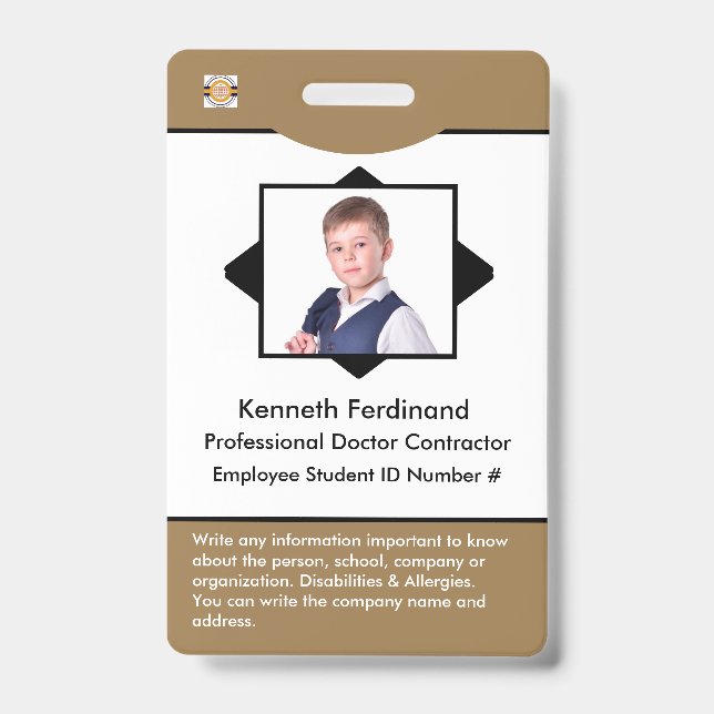 Office Bar Code Logo Id Card Identification Custom Badge (Front)