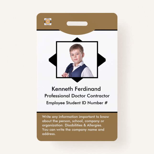 Office Bar Code Logo Id Card Identification Custom ID Badge (Front)
