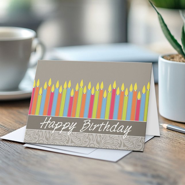 Office Birthday Card with Candles (Custom Greeting Card)