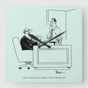 Office Blame Square Wall Clock