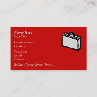 Office Briefcase or Travel Suitcase. Sketch on Red Business Card