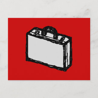 Office Briefcase or Travel Suitcase. Sketch. Red Postcard