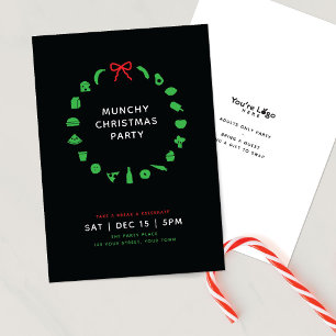Office Christmas Party   Festive Food Icon Wreath Invitation