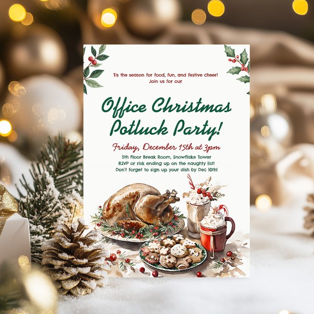Office Christmas Potluck Holiday Party Invitation (Creator Uploaded)