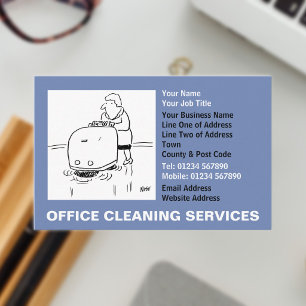 Office Cleaning Services Cartoon Business Card