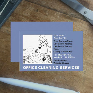 Office Cleaning Services Cartoon Business Card