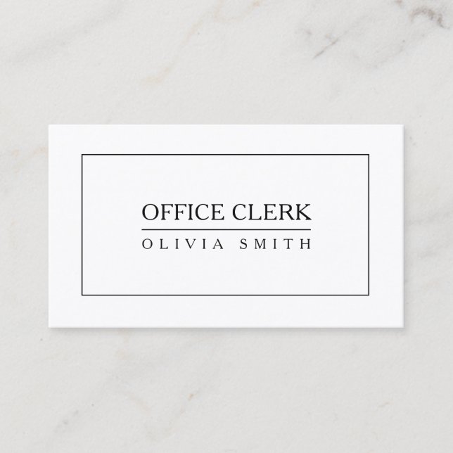 Office Clerk Professional Business Card (Front)