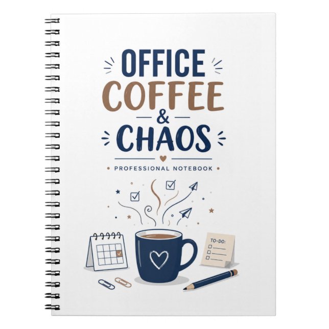 Office Coffee & Chaos Professional Notebook Journa (Front)