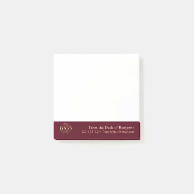 Office Custom Modern Simple Logo From the Desk of Post-it Notes (Front)