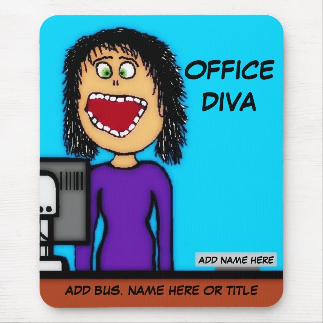 Office Diva Cartoon Mouse Pad (Front)