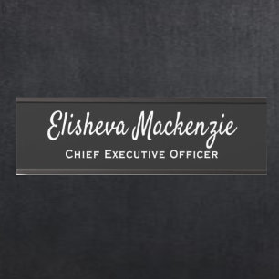 Office Door Name Plate Sign - Black and White