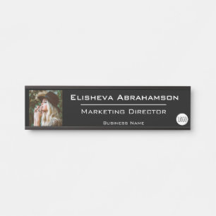 Office Door Name Plate Sign - Black Photo Picture