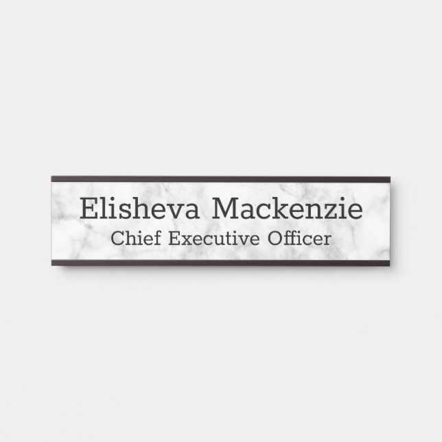 Office Door Name Plate Sign - Grey Marble (Front)