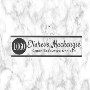 Office Door Name Plate Sign - Logo Gray Marble